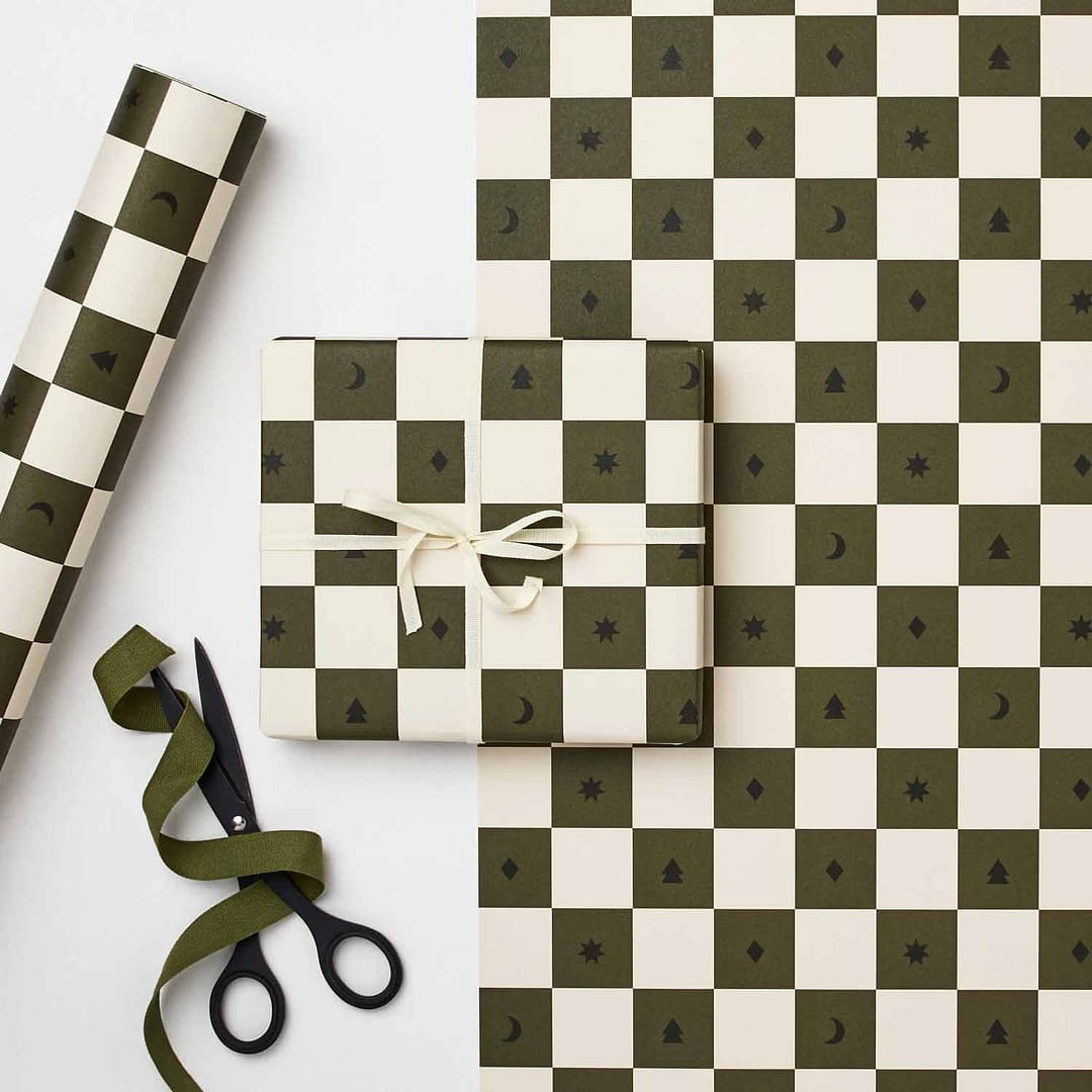 xmas checkerboard wrapping paper