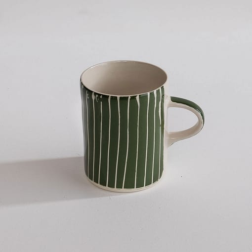 green striped mug