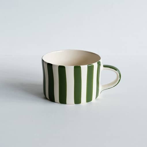 green chunky stripe mug