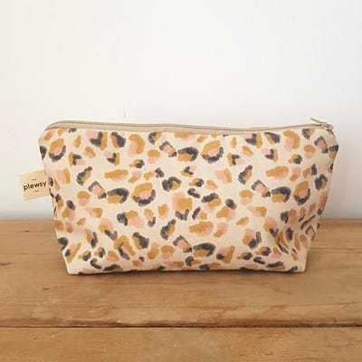 Plewsy Leopard Print Cotton Cosmetic Bag