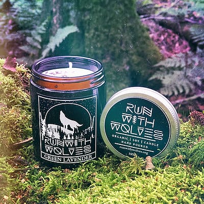 Buy Green Lavender candle by Run with Wolves from Kin & Co Abersoch